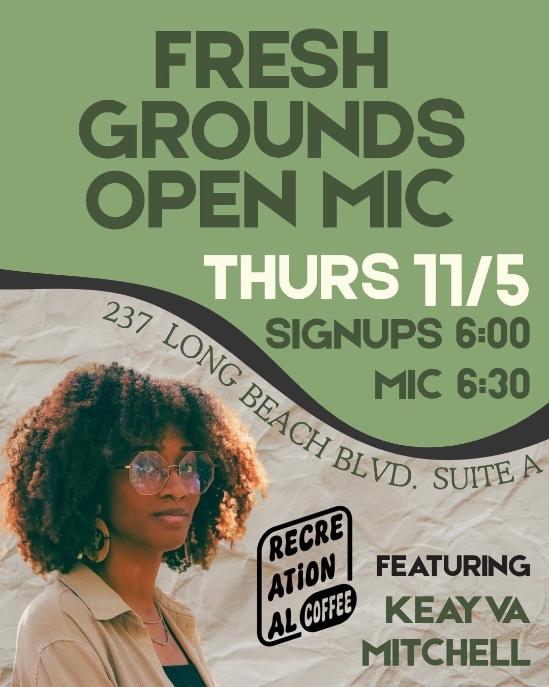 Fresh Grounds Open Mic featuring Keayva Mitchell