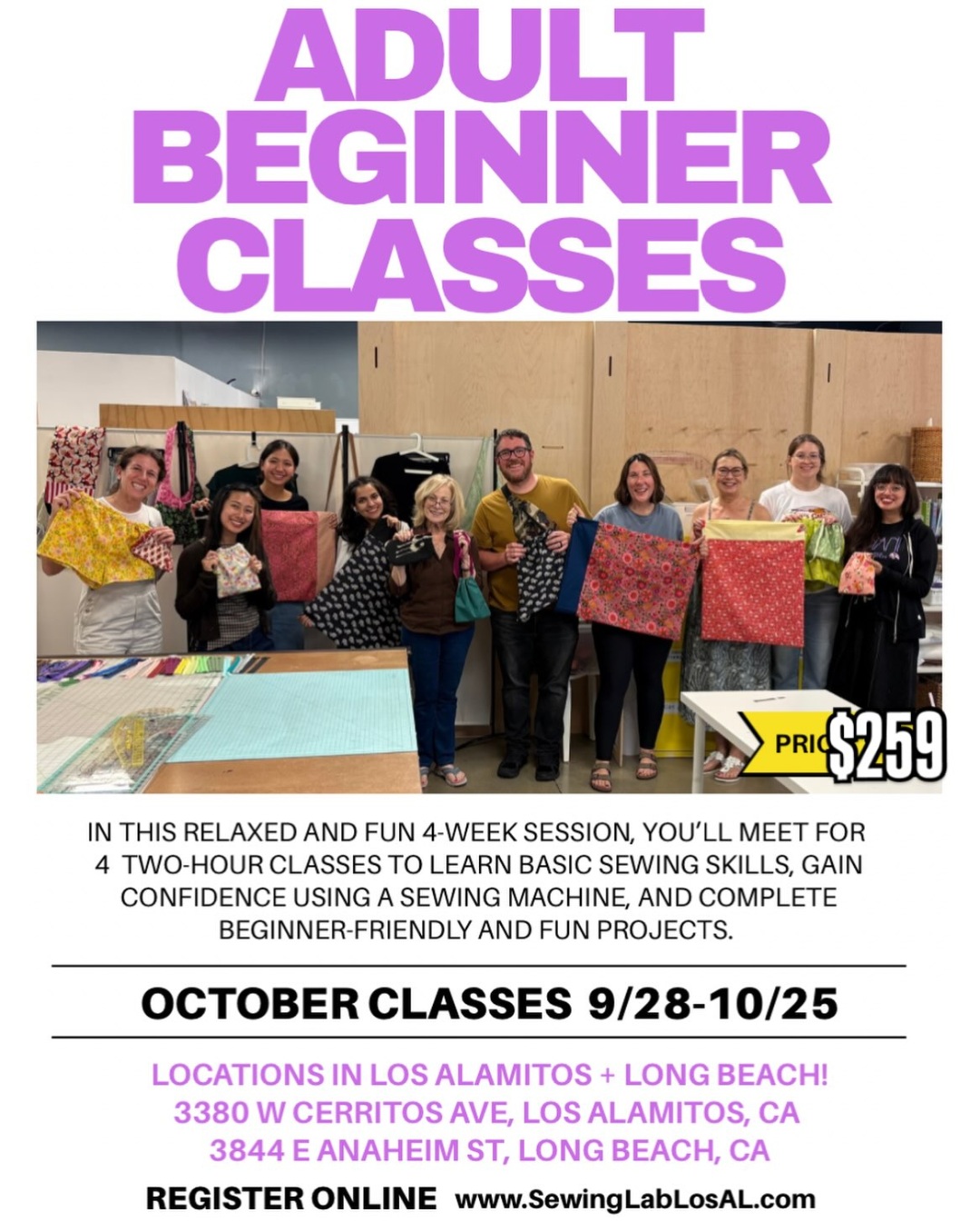 Adult Beginner Sewing — October Thursday Course
