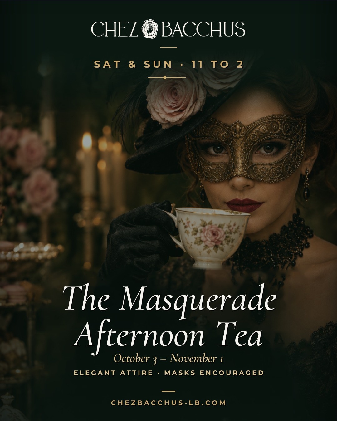Masquerade Afternoon Tea at Chez Bacchus