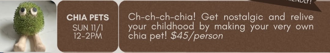 Chia Pets Pottery Workshop