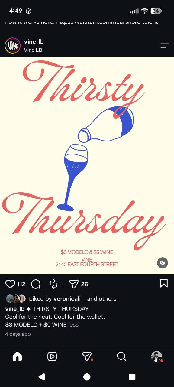 Thirsty Thursdays @ Vine