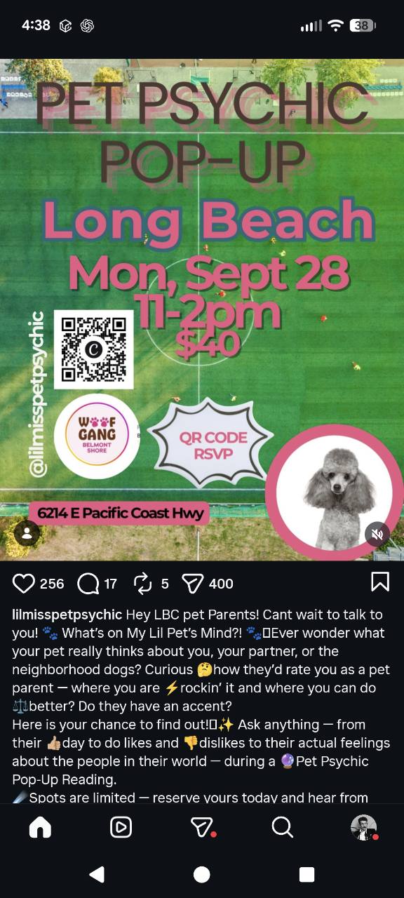 Pet Psychic Pop-Up at Woof Gang Belmont Shore